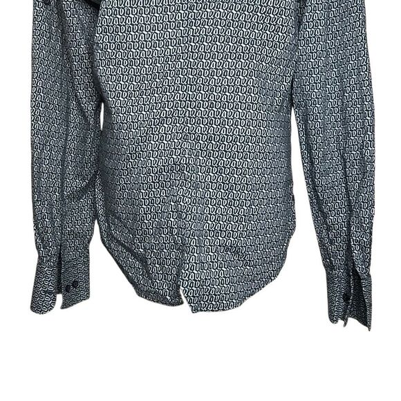 French Connection Black Long Sleeve Button Up Dress Shirt Size L Roll Tab - Picture 6 of 12